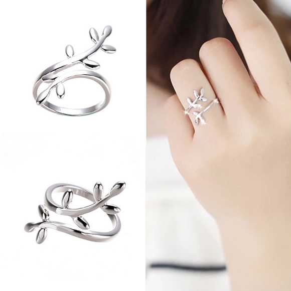 Silver Leaf Branch Adjustable Wrap Ring - Picture 2 of 8